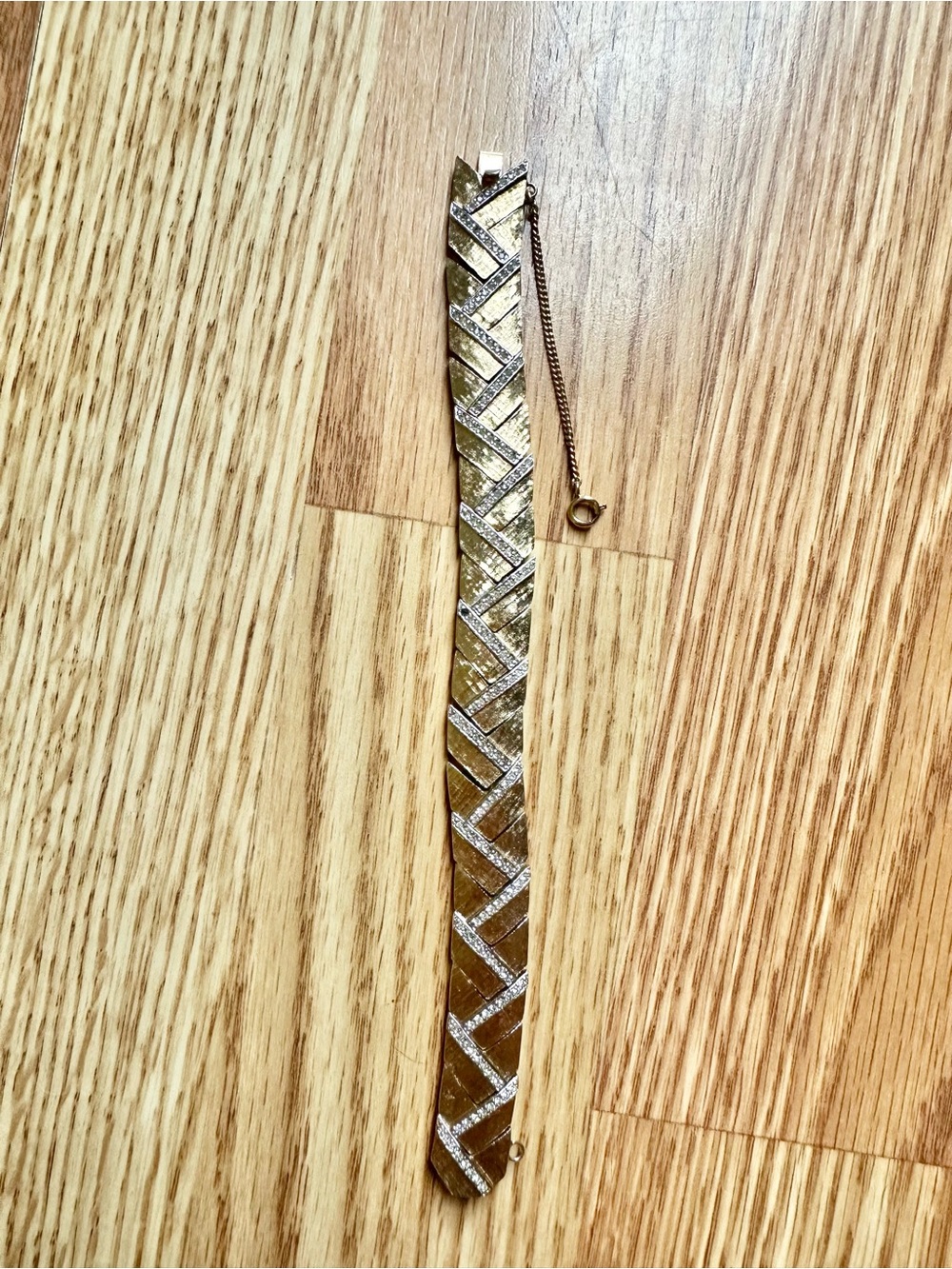 Vintage Panetta Gold-Tone Crystal Chevron Bracelet